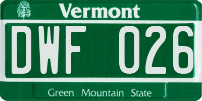 VT license plate DWF026