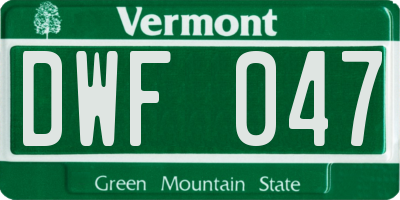 VT license plate DWF047