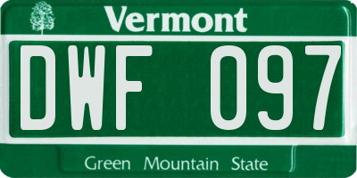VT license plate DWF097