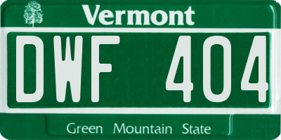VT license plate DWF404