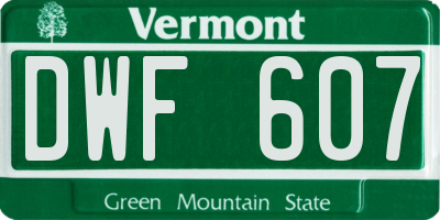 VT license plate DWF607