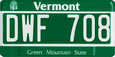 VT license plate DWF708