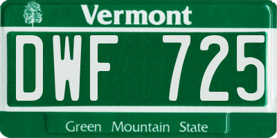 VT license plate DWF725