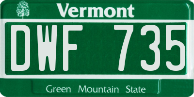 VT license plate DWF735