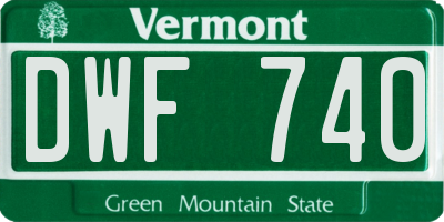 VT license plate DWF740