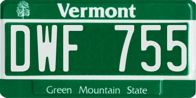 VT license plate DWF755