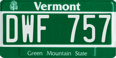 VT license plate DWF757