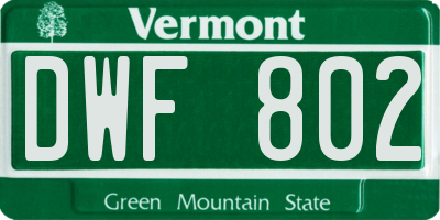 VT license plate DWF802