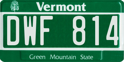 VT license plate DWF814