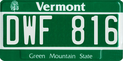 VT license plate DWF816