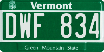 VT license plate DWF834