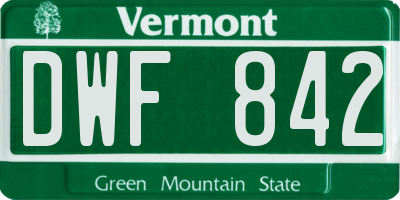 VT license plate DWF842