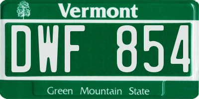 VT license plate DWF854
