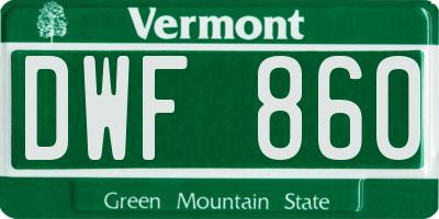 VT license plate DWF860