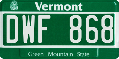 VT license plate DWF868