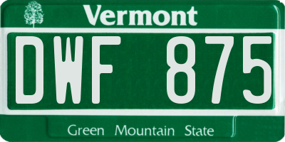 VT license plate DWF875
