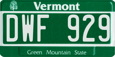 VT license plate DWF929