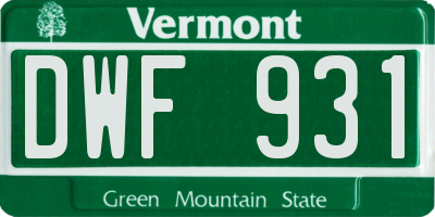 VT license plate DWF931
