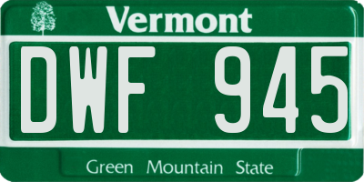VT license plate DWF945