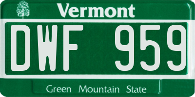 VT license plate DWF959