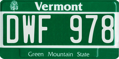 VT license plate DWF978