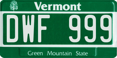 VT license plate DWF999