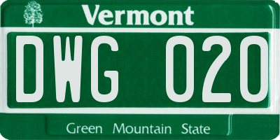 VT license plate DWG020
