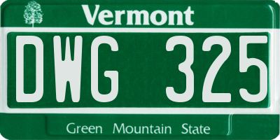 VT license plate DWG325