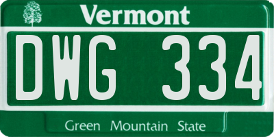 VT license plate DWG334