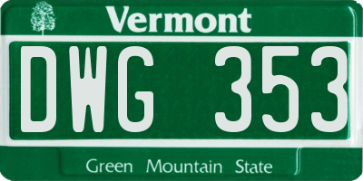 VT license plate DWG353
