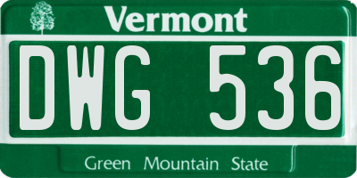 VT license plate DWG536