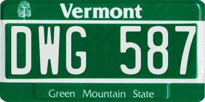VT license plate DWG587