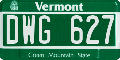 VT license plate DWG627
