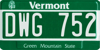 VT license plate DWG752