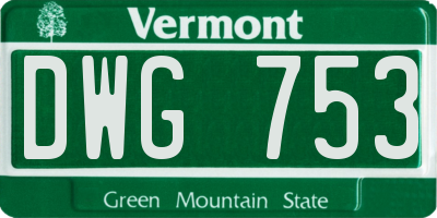 VT license plate DWG753