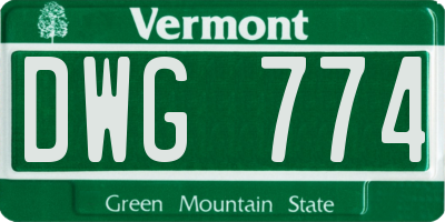 VT license plate DWG774