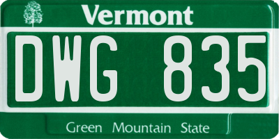 VT license plate DWG835