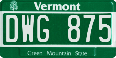 VT license plate DWG875
