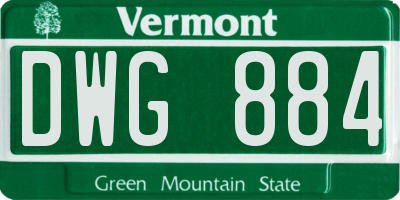 VT license plate DWG884