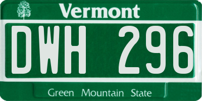 VT license plate DWH296