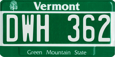 VT license plate DWH362