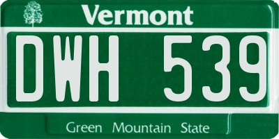 VT license plate DWH539