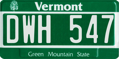 VT license plate DWH547