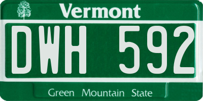 VT license plate DWH592