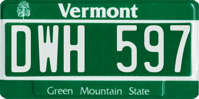 VT license plate DWH597