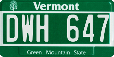 VT license plate DWH647