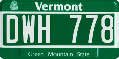 VT license plate DWH778