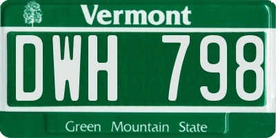 VT license plate DWH798