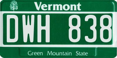 VT license plate DWH838