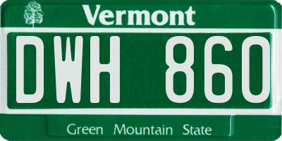 VT license plate DWH860